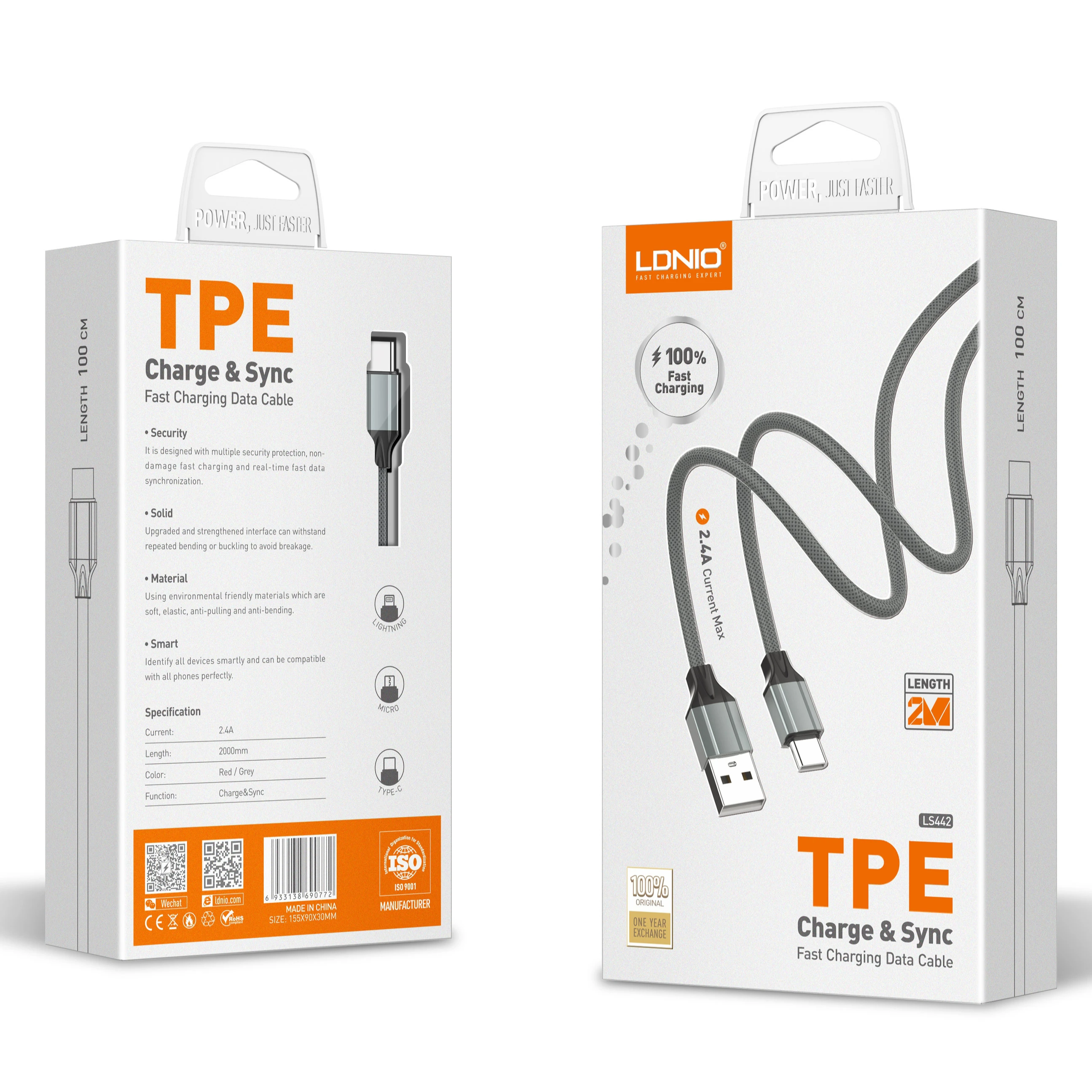 كابل شحن سريع من مادة TPE عالية الجودة | Ultra Fast Charge 100W Cable