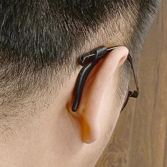 مجموعة خطافات اذن من السيليكون مضادة للانزلاق مكونة من 6 قطع في اللون أسود