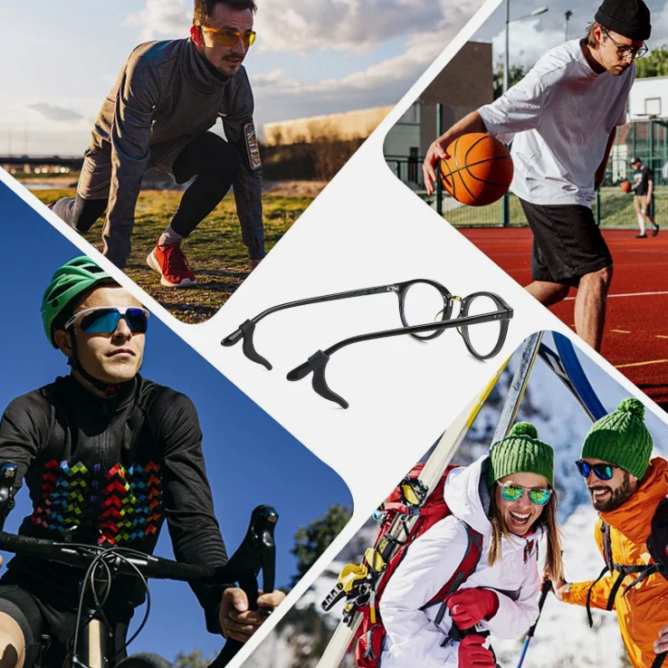 مجموعة خطافات اذن من السيليكون مضادة للانزلاق مكونة من 6 قطع في اللون أسود