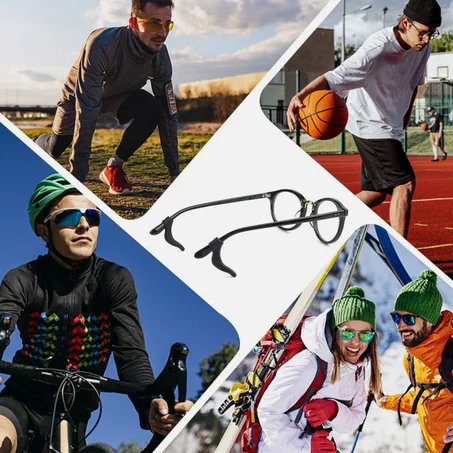 مجموعة خطافات اذن من السيليكون مضادة للانزلاق مكونة من 6 قطع في اللون أسود