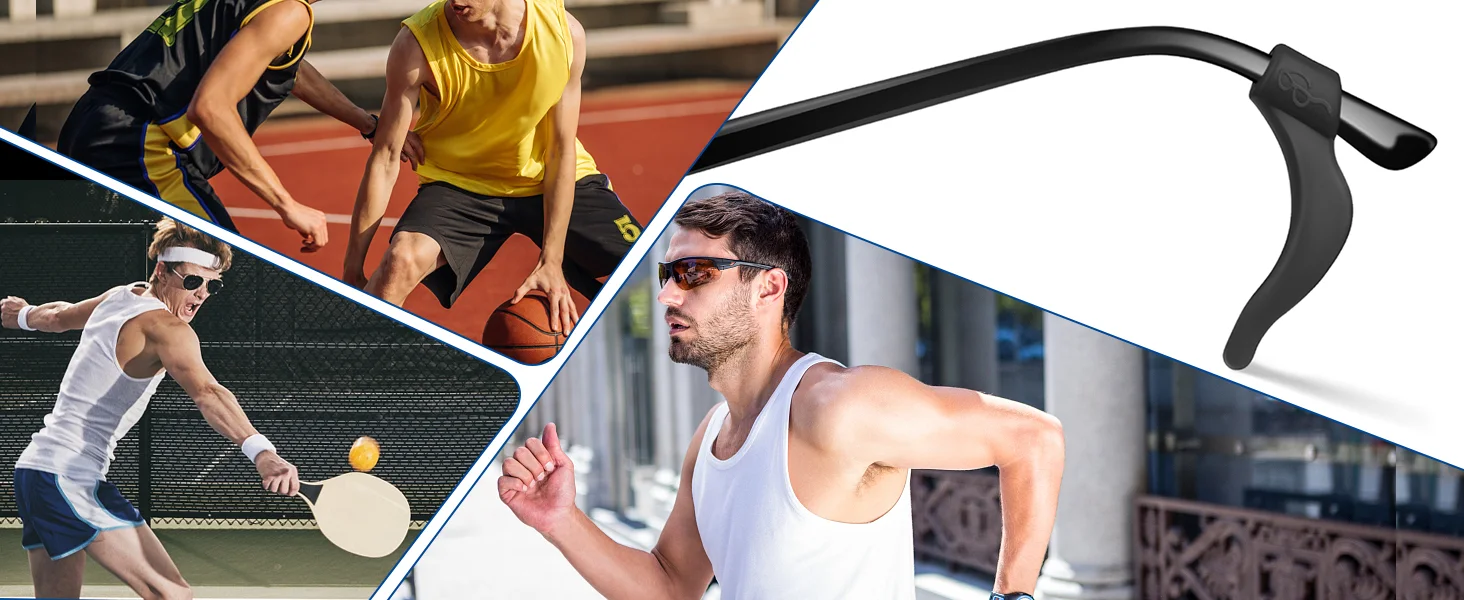 مجموعة خطافات اذن من السيليكون مضادة للانزلاق مكونة من 6 قطع في اللون أسود