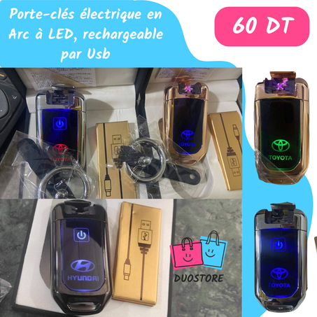 Briquet Porte-clés électrique en Arc à LED, rechargeable par USB
