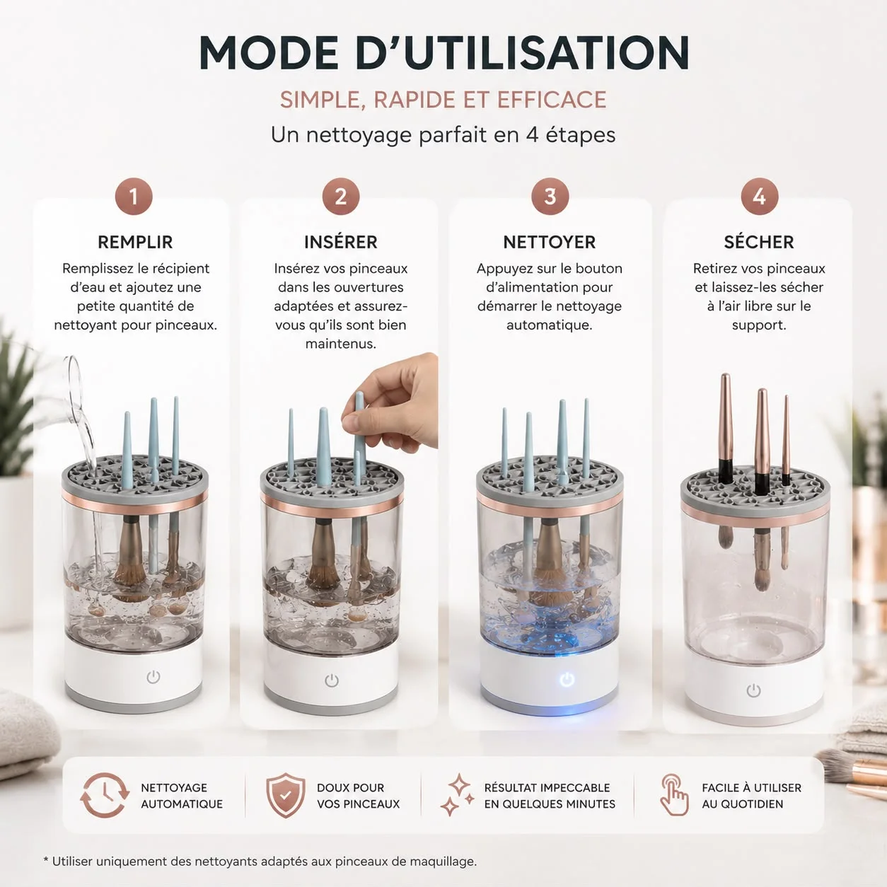 Nettoyage de pinceau électrique