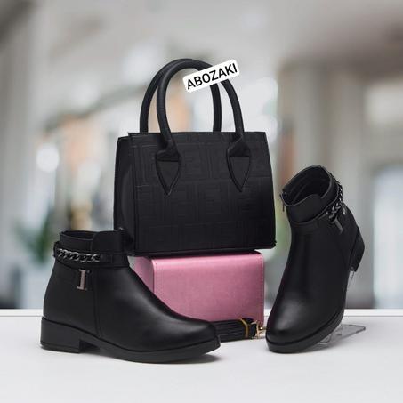 حذاء شتوي مثير مع حقيبة يد مثالية