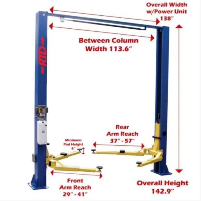 Race Tools Direct 9,000 lb. Capacity Overhead 2 Post Lift- Asymmetric Arms