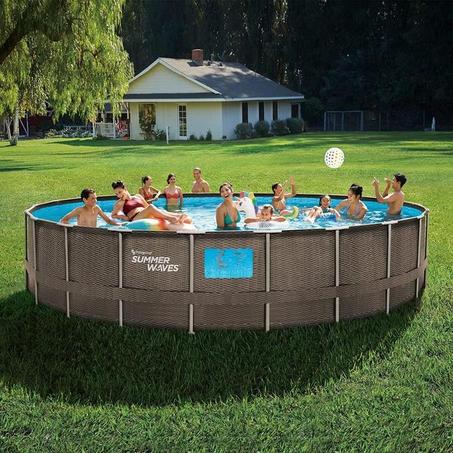 Piscine Tubulaire Rattan ø 3,96m x 84cm Avec systeme de filtration