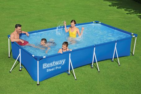 Bestway Steel Pro Piscine Hors Sol Rectangulaire 4,00 m X 2,11 m X 81 cm, Avec pompe de filtration