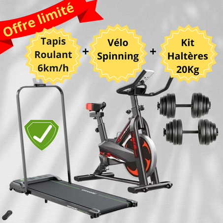 Pack Cardio Complet : Brûlez Vos Camories Avec Tapis+Vélo+Haltères 20kg