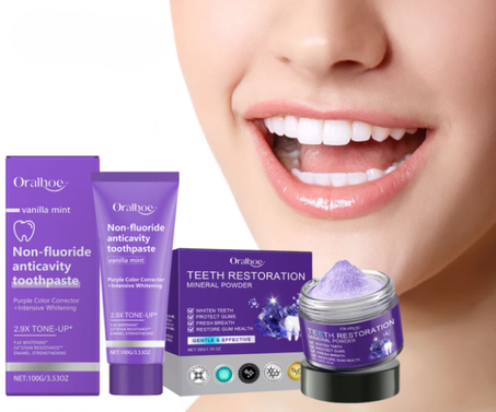 مسحوق معدني لتبييض وترميم الأسنان