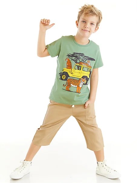 Safari ensemble t-shirt et short gabardine pour garçon