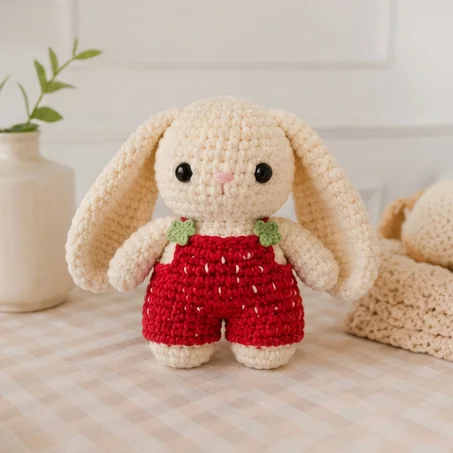 Crochet Bunny Pattern PDF | Cute Amigurumi Bunny Plush Tutorial | Easy Crochet Bunny Pattern | Strawberry Bunny Rabbit Crochet Pattern 🍓