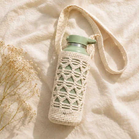 Crochet Bottle Holder Pattern PDF,  Water Bottle Carrier,  Mesh Bottle Bag,  Crossbody Bottle Holder,  Beginner Crochet Pattern