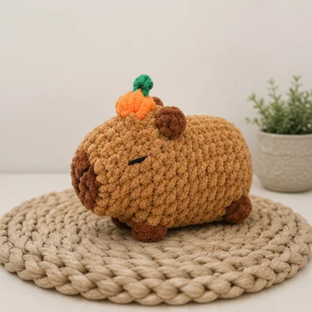Pumpkin Capybara Crochet Pattern PDF, Crochet Capybara Pattern, No Sew Capybara, Amigurumi Capybara, Cute Crochet Plush PDF