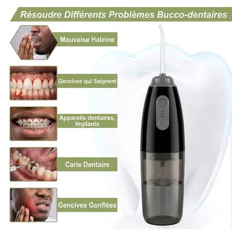 Hydropulseur Portable (Water Flosser) – Nettoyage Dentaire Profond, Gencives Saines et Sourire Éclatant