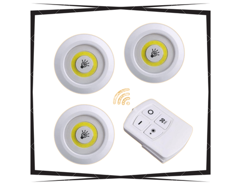 مجموعة من 3 مصابيح LED مع جهاز تحكم عن بعد
