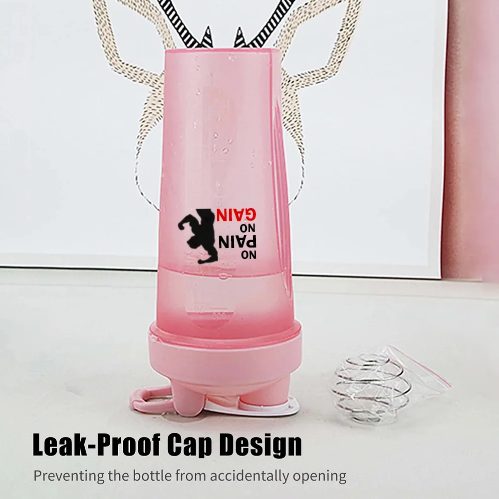 Shaker Protéiné 600 ml – Bouteille de Fitness avec Couvercle Anti-Fuite