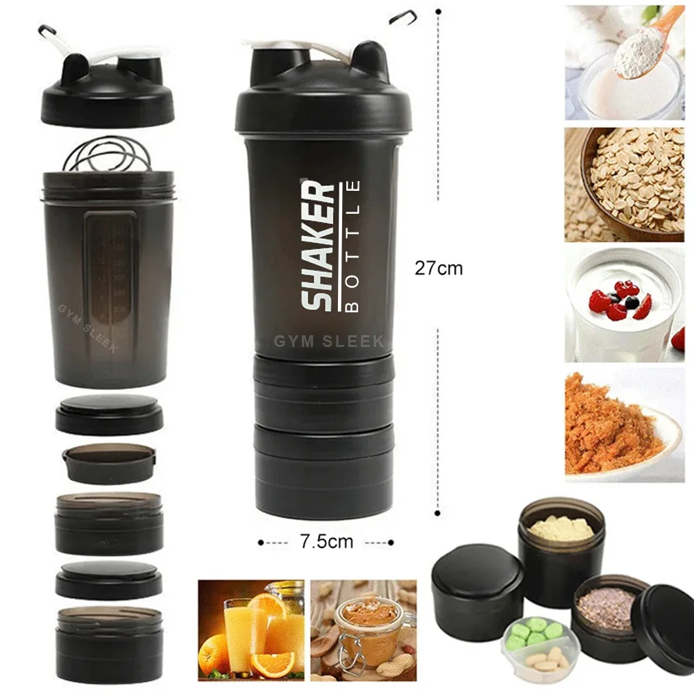 Shaker Protéiné Anti-Fuite avec Compartiments Sans BPA | Gym Sleek