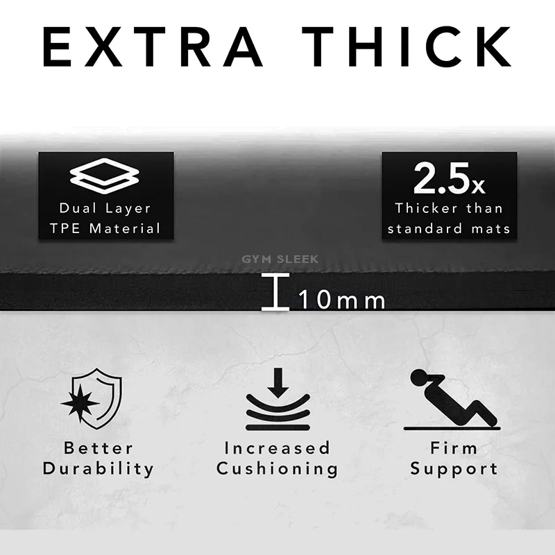 Tapis de Yoga Épais 10mm Confort Écologie Stabilité Anti-dérapant Non Toxique pour Sport Voyage Stretching