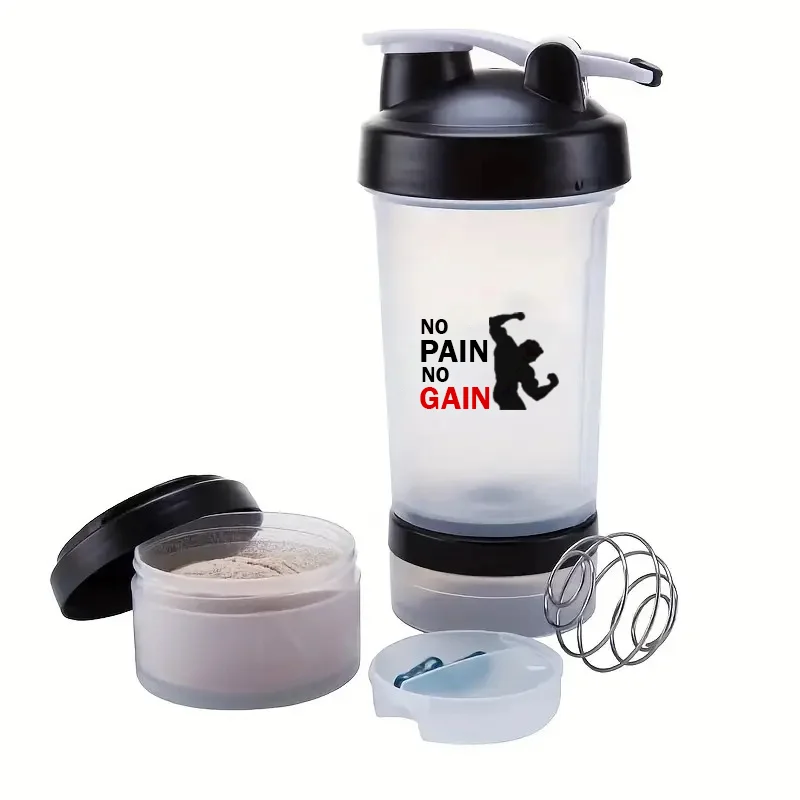 Shaker Protéiné avec Compartiments – Bouteille 2 en 1 Anti-Fuite