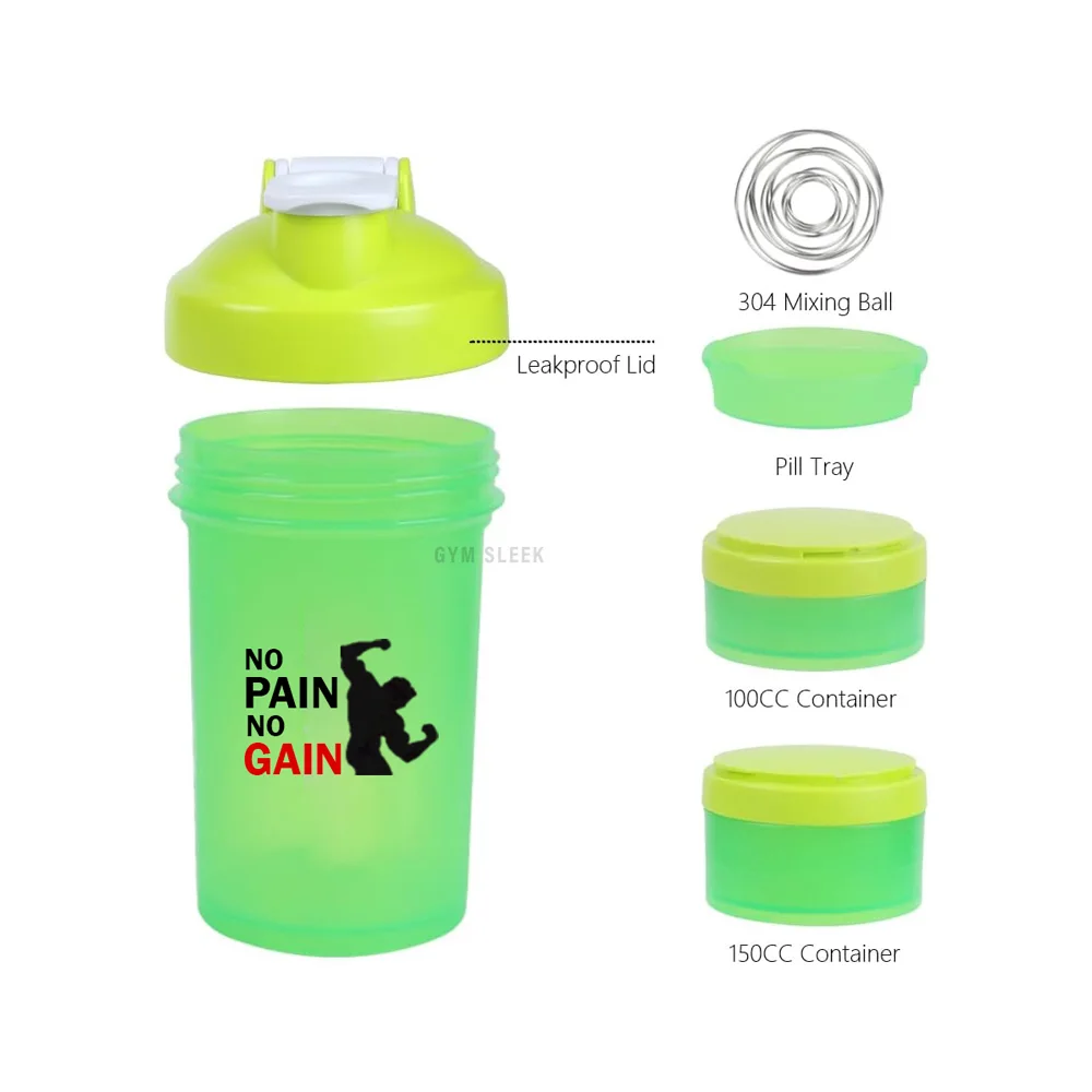 Shaker Protéiné avec Compartiments – Bouteille 2 en 1 Anti-Fuite