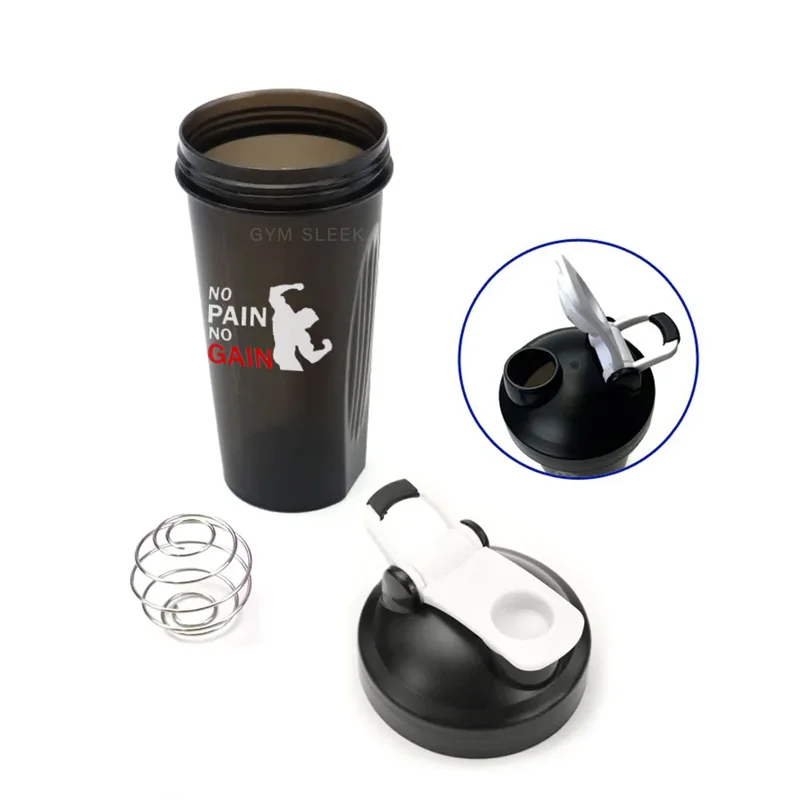 Shaker Protéiné 600 ml – Bouteille de Fitness avec Couvercle Anti-Fuite