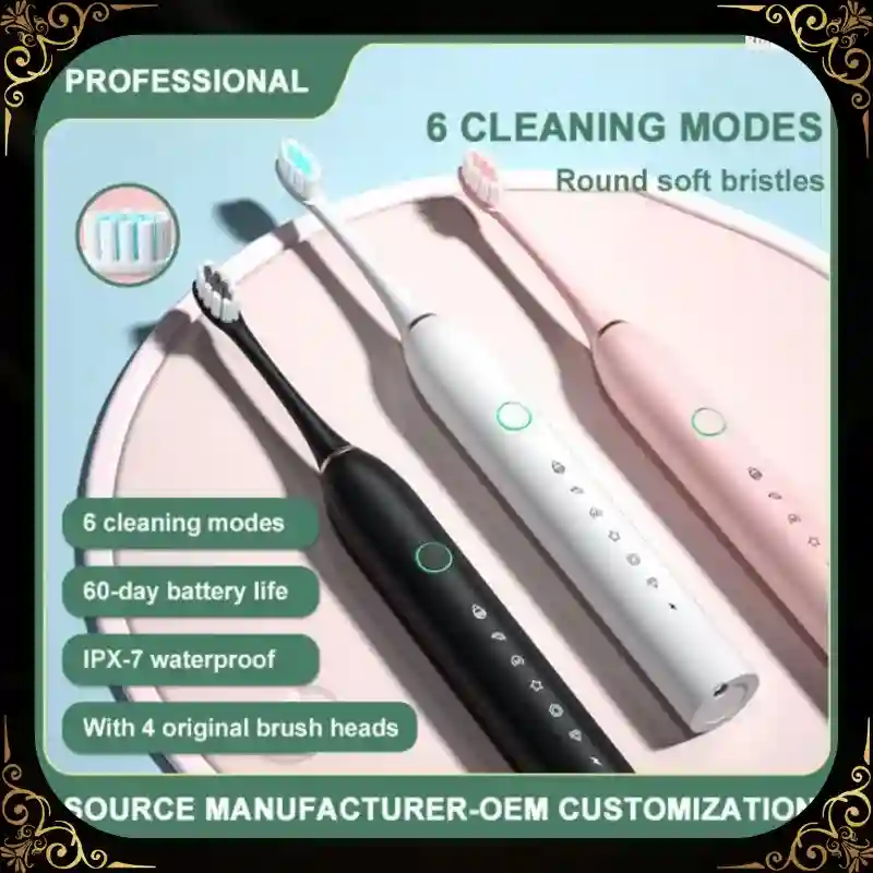 فرشاة أسنان ذكية بالموجات فوق الصوتية – تنظيف عميق وصحي  (اللون أبيض)