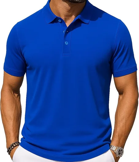 تيشيرت بولو رجالي بأكمام قصيرة مصنوع من مزيج ناعم من القطن والبوليستر، يتميز بكونه مساميًا ومقاومًا للتجعد ويصلح للارتداء في المناسبات غير الرسمية وللعمل، من ابيكس