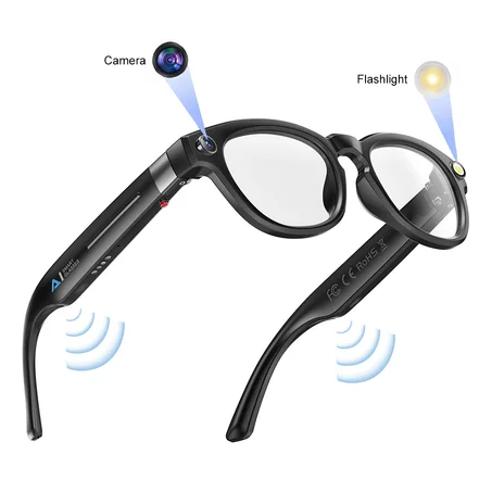 Lunettes intelligentes avec caméra 8 mp , stockage local, fonction d'enregistrement audio, traduction IA en temps réel, contrôle tactile