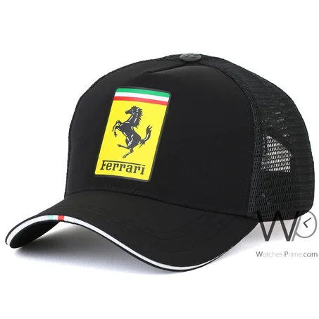 Ferrari horse Trucker Black Men Cap