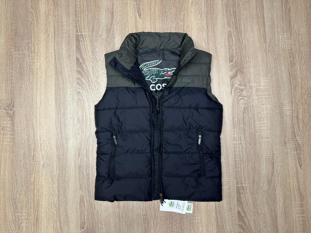 GILET LACOSTE VERT-NOIR
