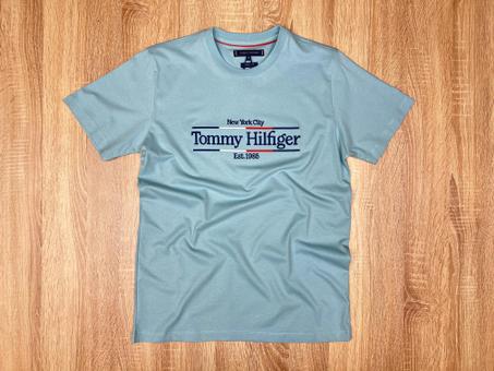 T-SHIRT TOMMY EST 1985 VERT CLAIR