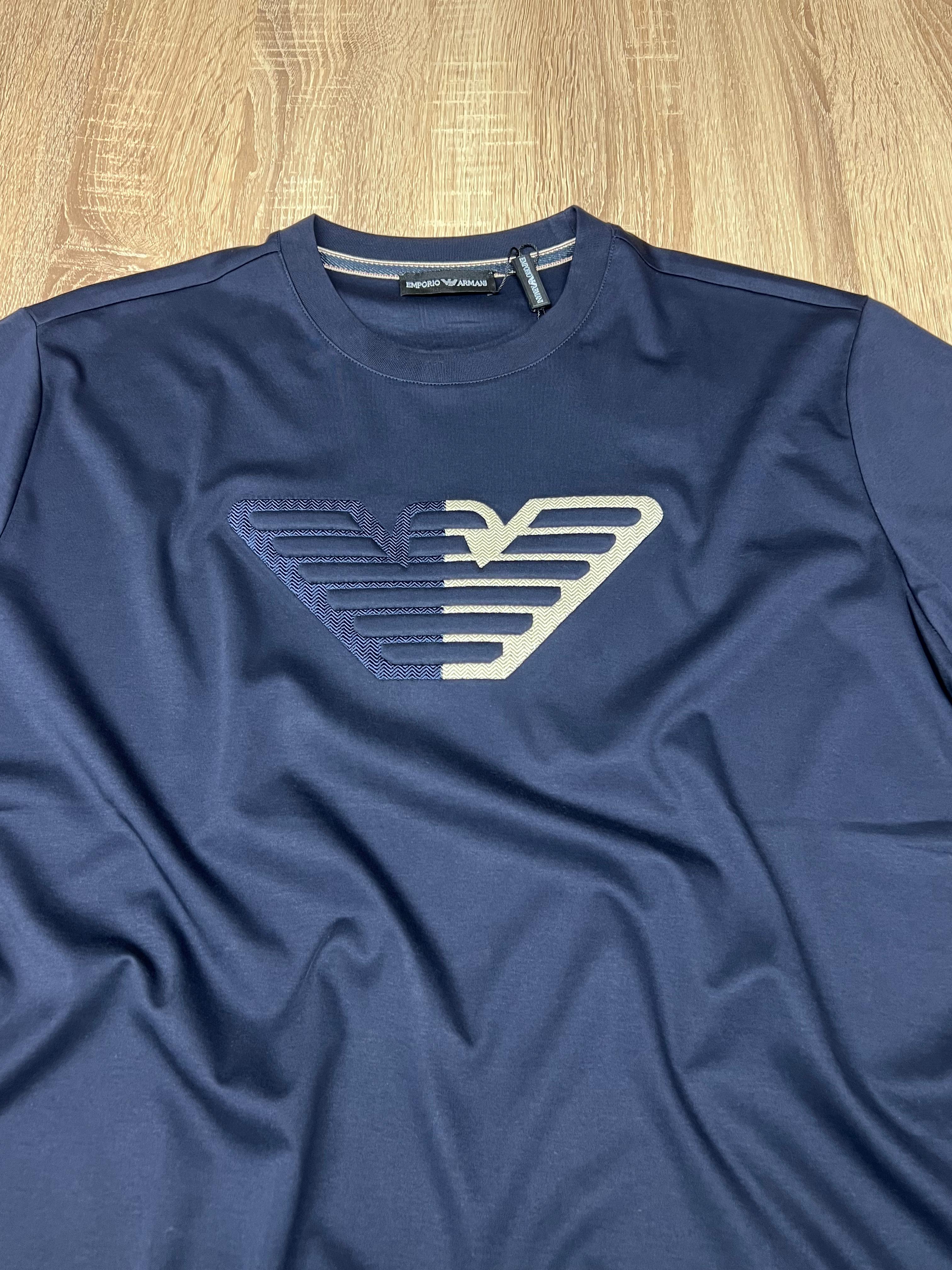 T-SHIRT ARMANI EMBROIDERY BLEU MARINE