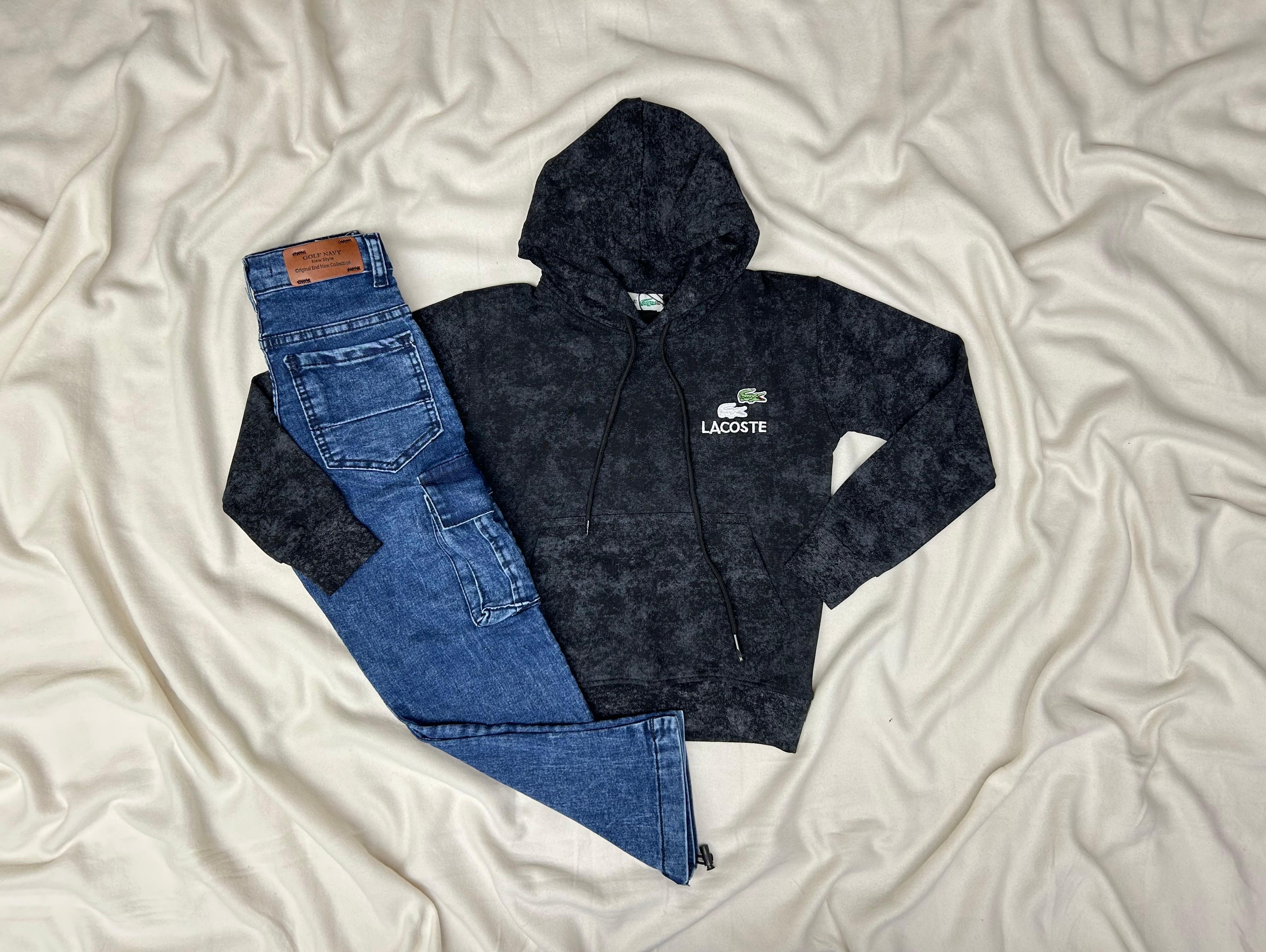 ENSEMBLE ENFANT LACOSTE EFFET MARBRE BLEU MARINE