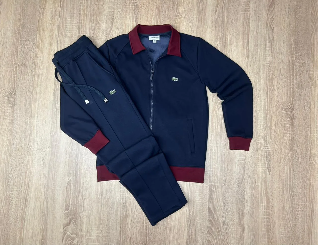 SURVETTE LACOSTE COL CHEMISE BLEU MARINE