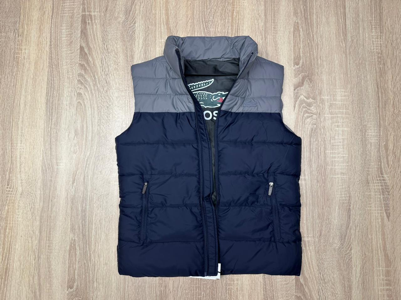 GILET LACOSTE GRIS-MARINE