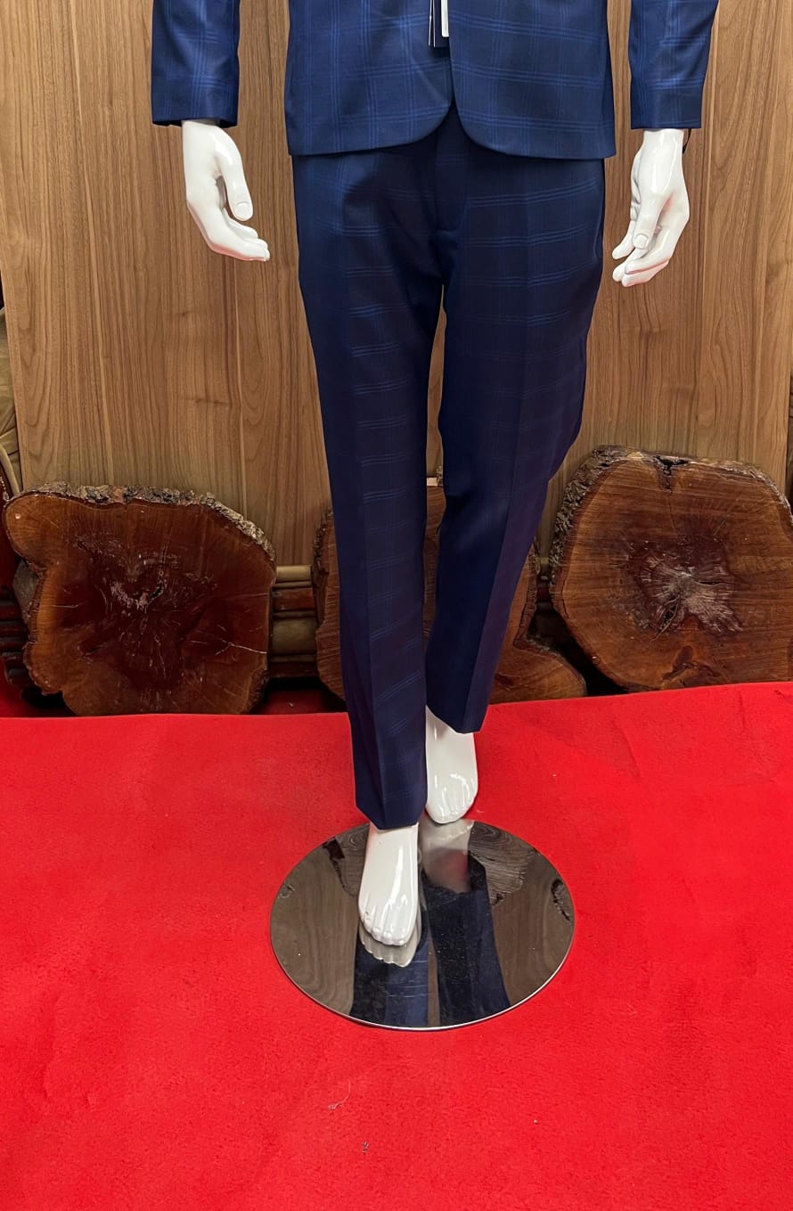 COSTUME CARREAUX BLEU MARINE