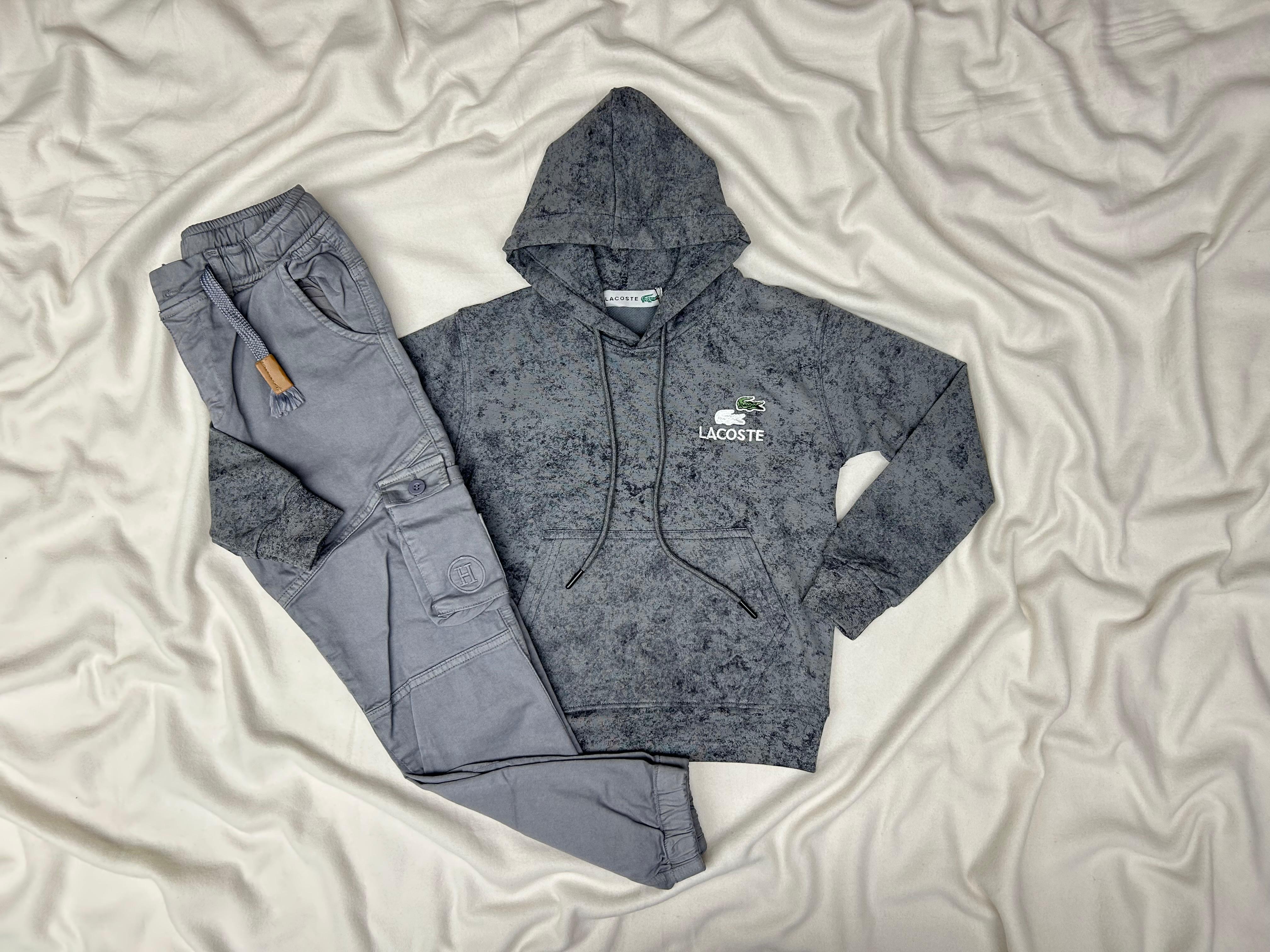 ENSEMBLE ENFANT LACOSTE EFFET MARBRE GRIS