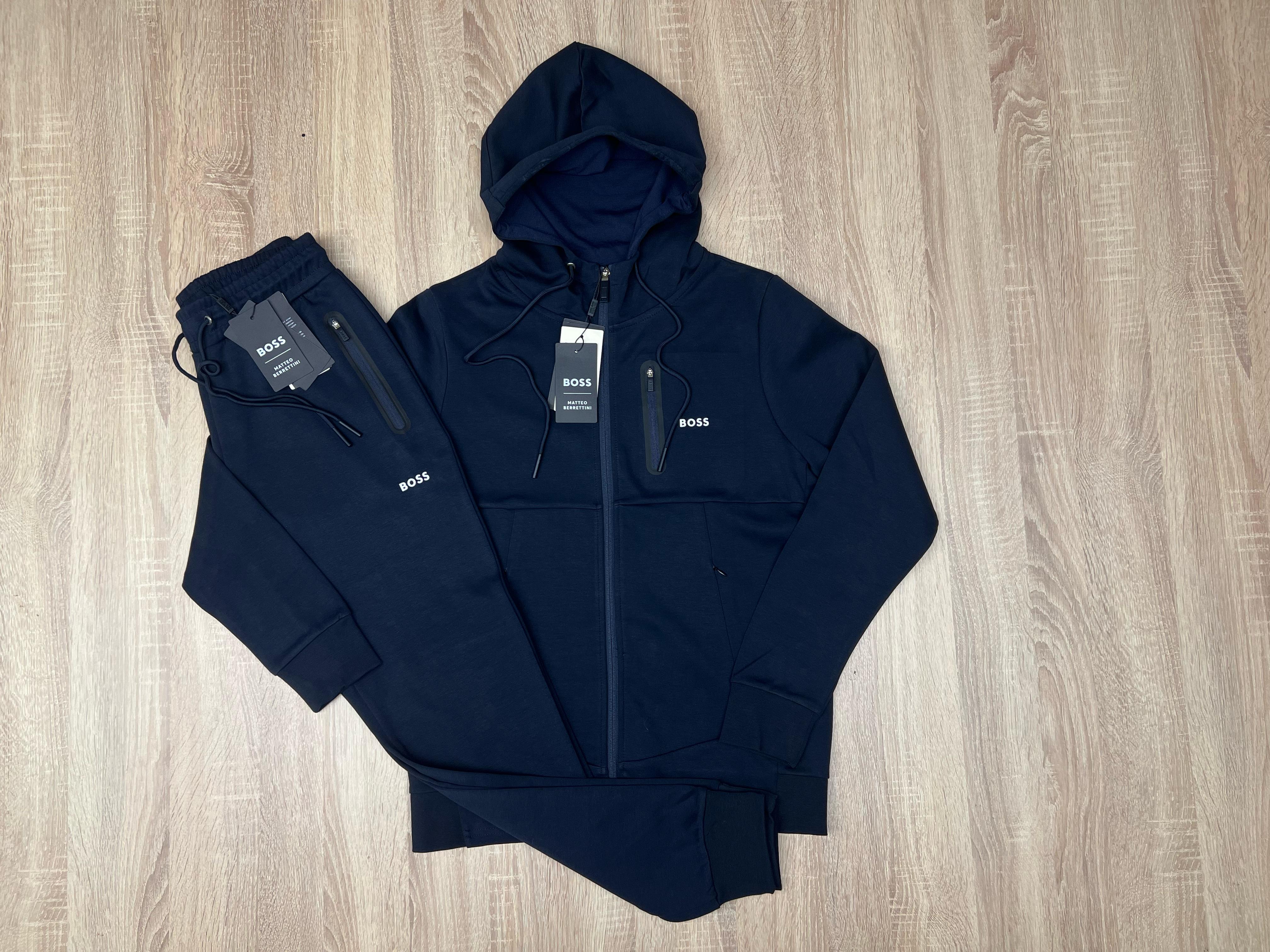 SURVETE BOSS AVEC CAPUCHE ZIPPE BLEU MARINE