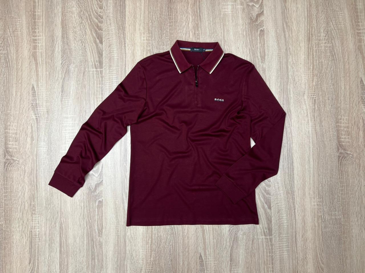 POLO BOSS AVEC ZIPPE BORDEAU