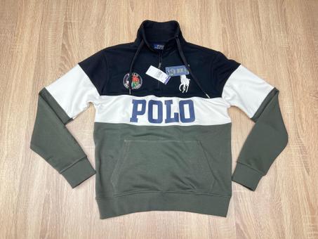 SWEET POLO RALPH LAUREN DEMI-ZIPPE BLEU MARINE-VERT MILITAIRE