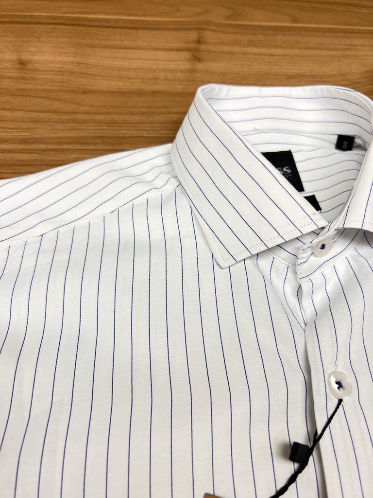 Chemise Demi Manche Boss Blanc Raille Fine Bleu