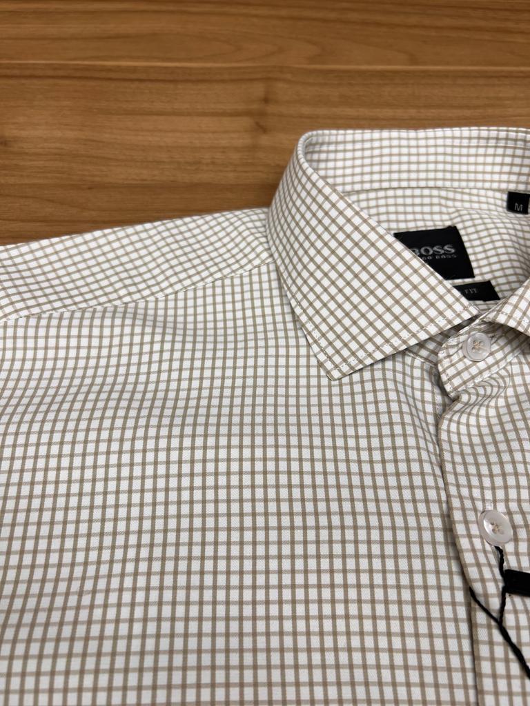 Chemise Demi Manche Boss Carreaux Beige