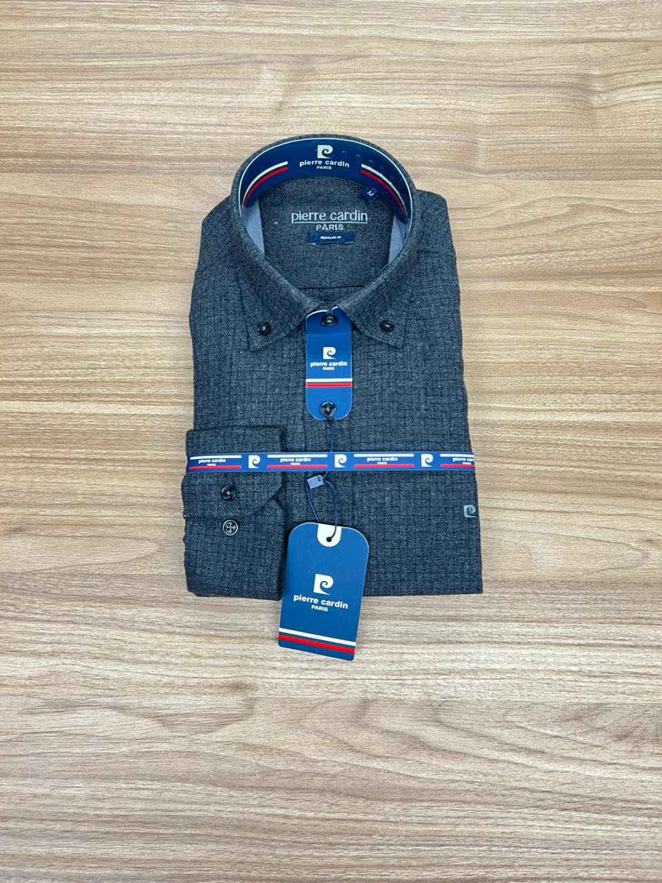 Chemise Pierre Cardin Petit Carreaux Gris Foncé