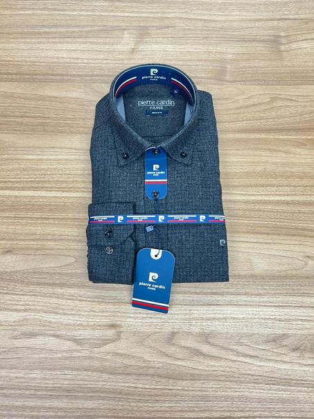 Chemise Pierre Cardin Petit Carreaux Gris Foncé