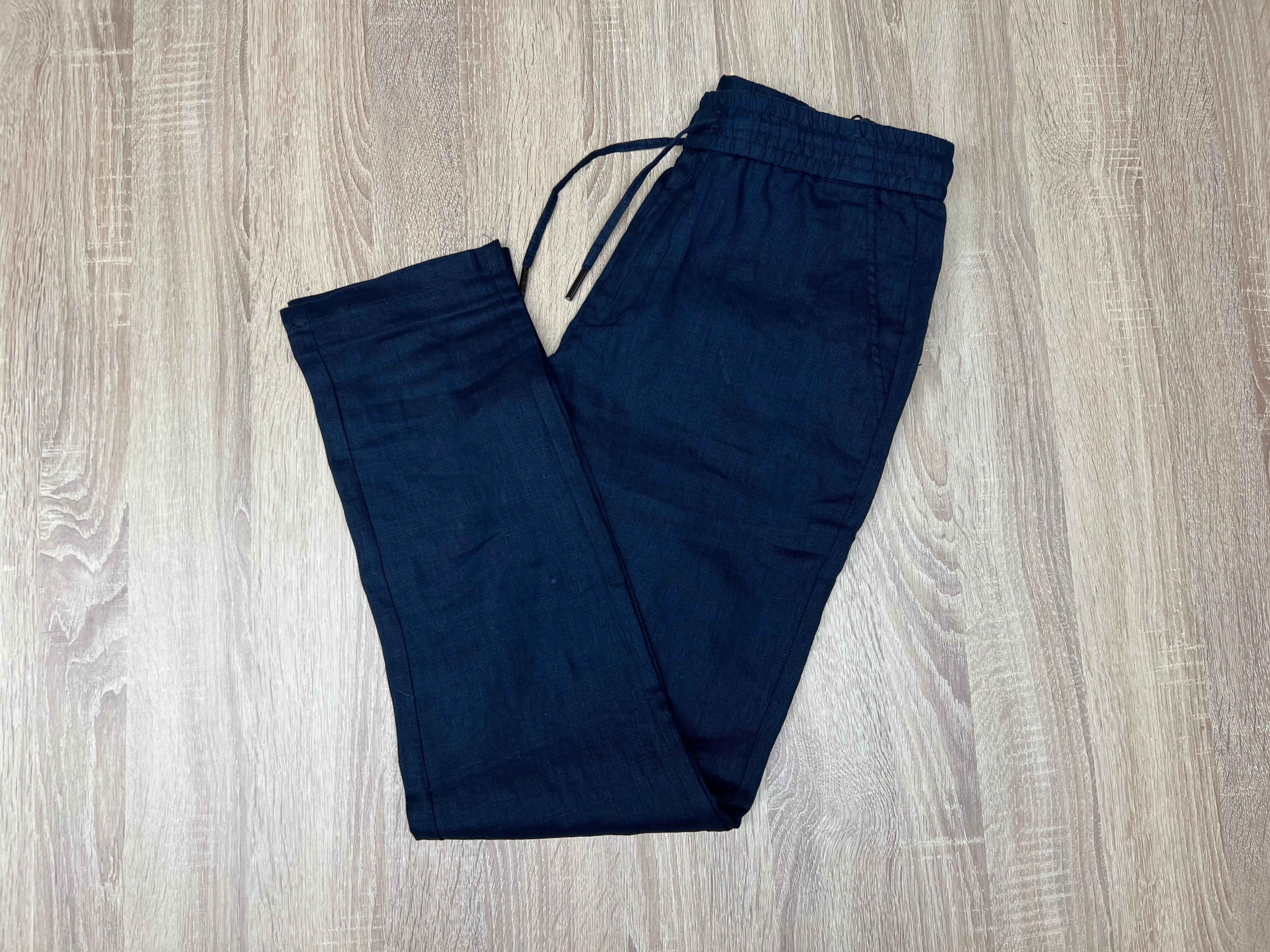 PONTALON EN LIN ZEGNA BLEU MARINE