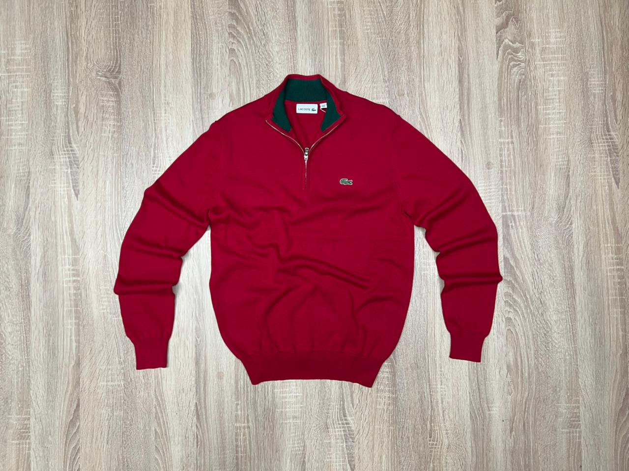 PULL LACOSTE AVEC ZIPPE ROUGE