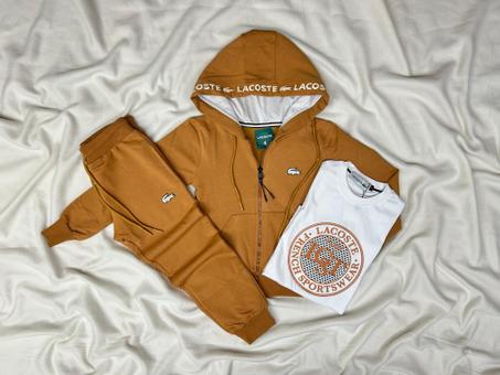 SURVETE ENFANT 3 PIECES LACOSTE BEIGE CAMEL