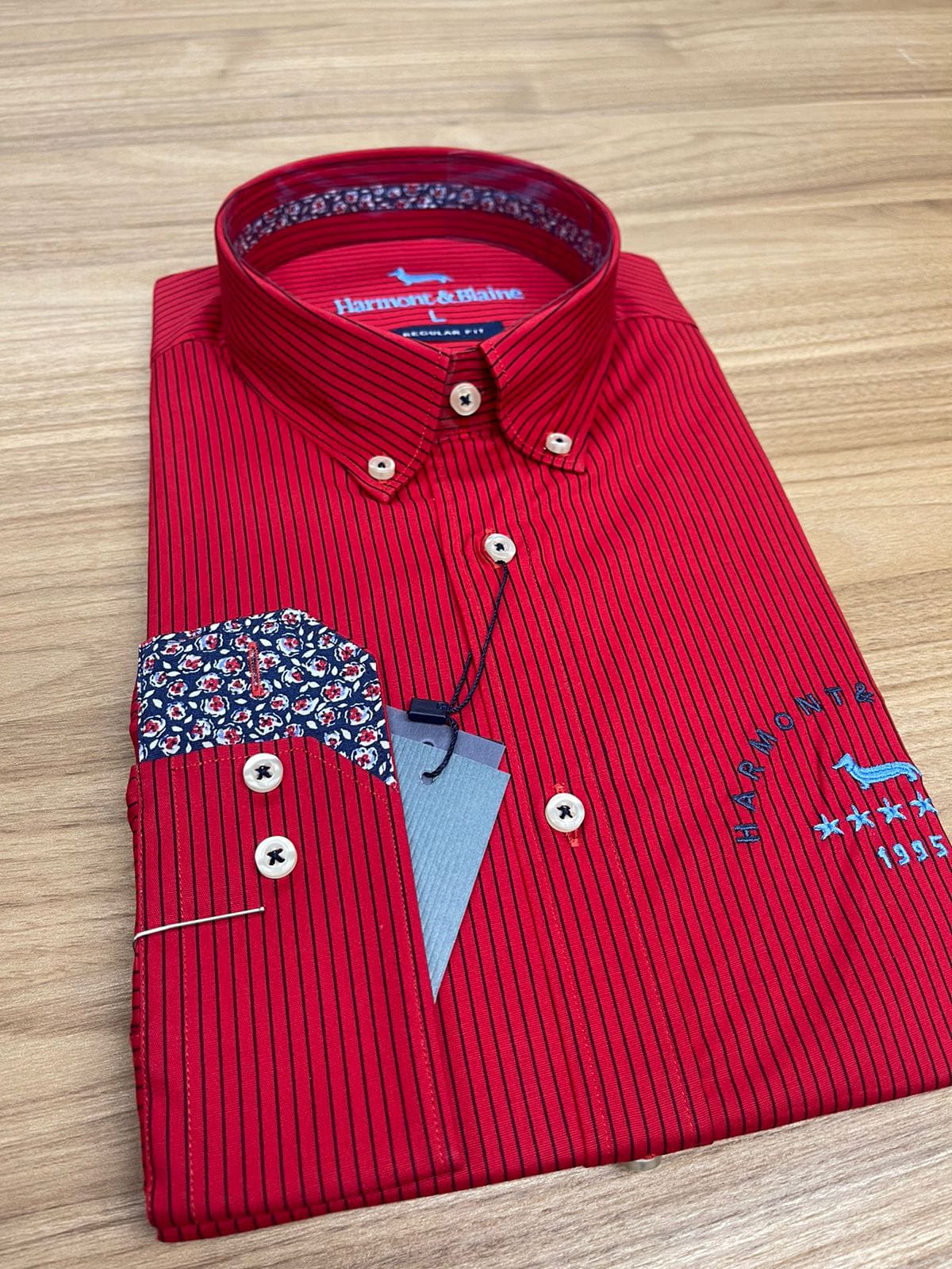 Chemise Harmont et Blaine Rayeé 1995 Rouge