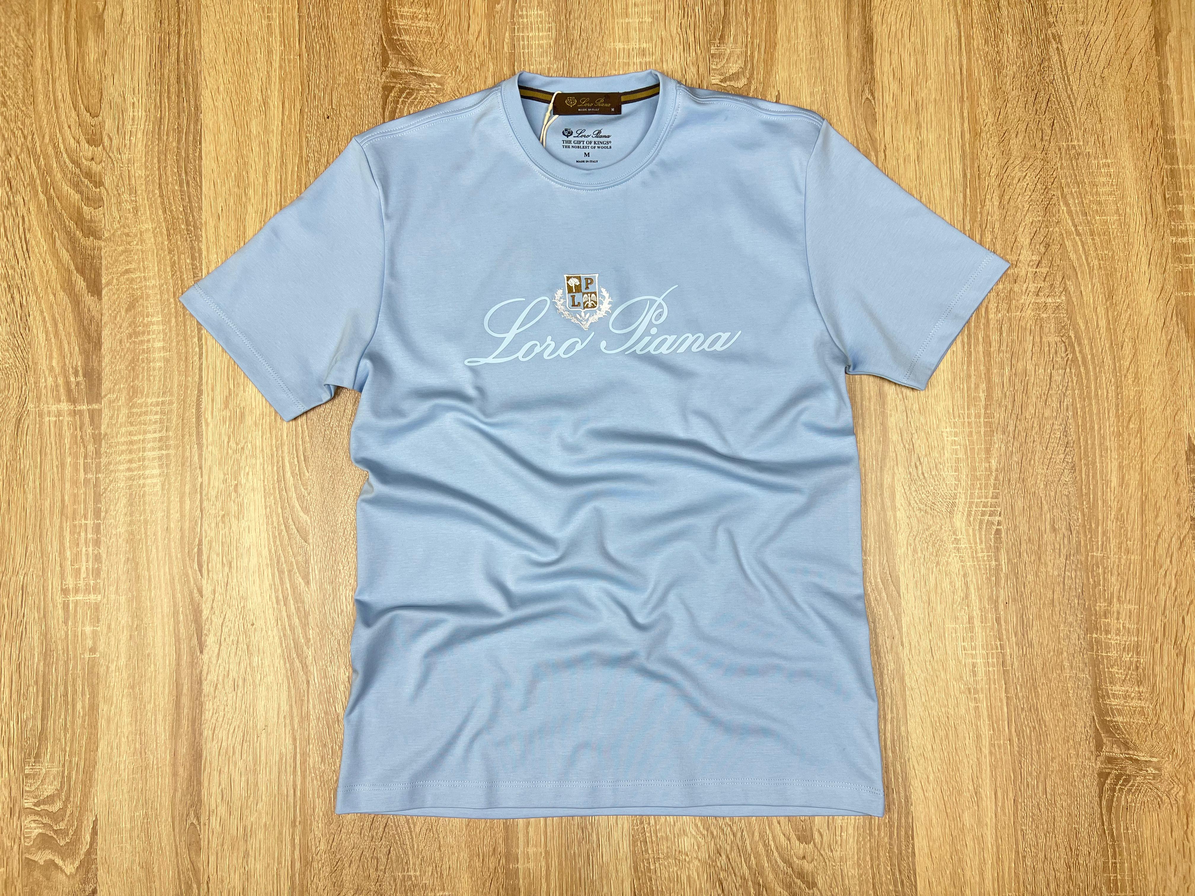 T-SHIRT LORO PIANA BLEU CIEL