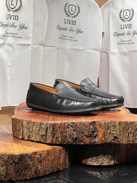Mocassin cuir noir intérieur cuir